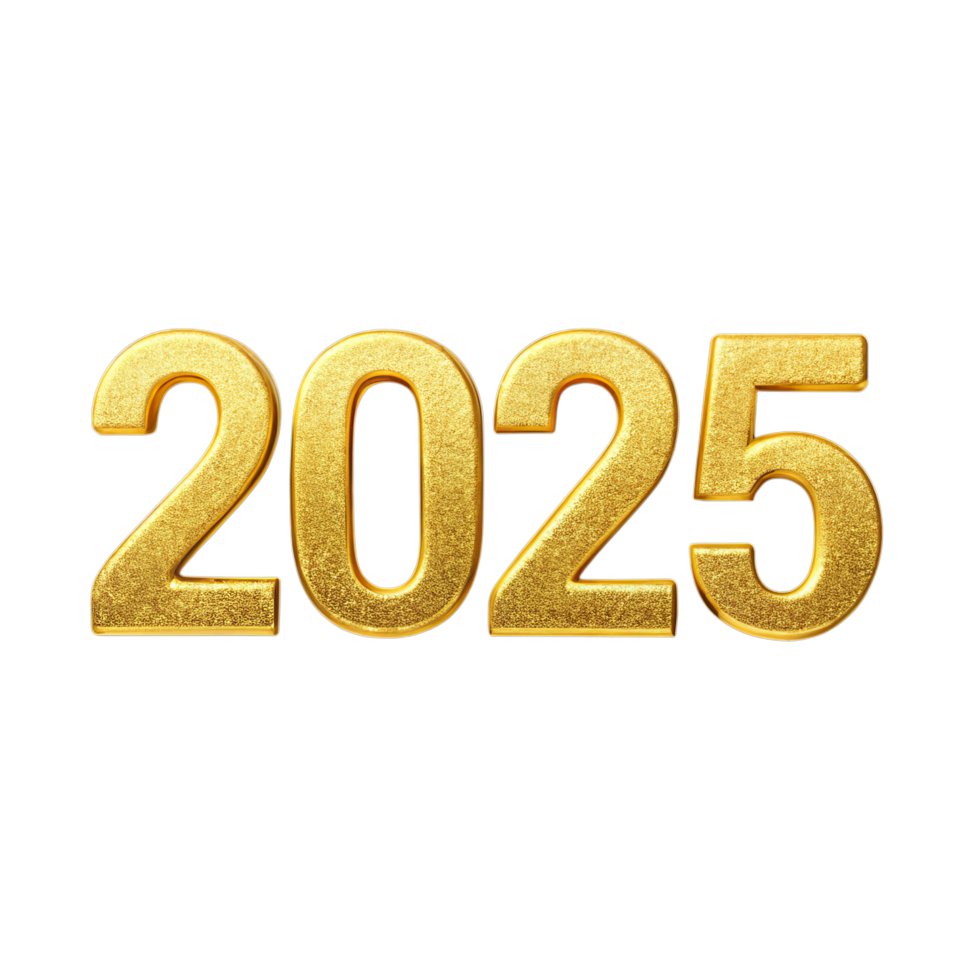 Golden 2025 Year Number Graphic for Design. png