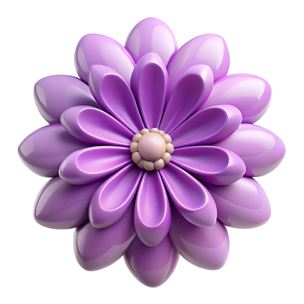3D Rendered Purple Flower with a Glossy Finish png
