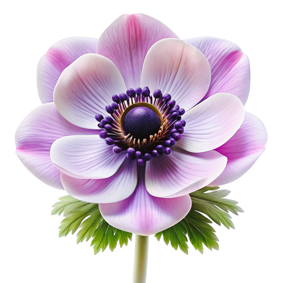 A detailed, close-up image of a stunning anemone flower. png