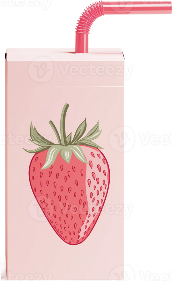 A strawberry drink box with a straw png