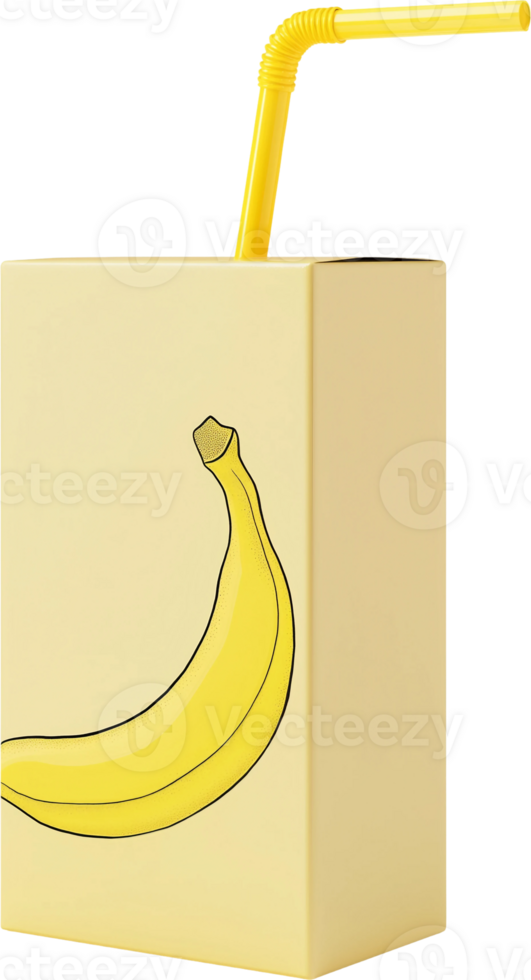 tropical banana juice box with vibrant yellow design png