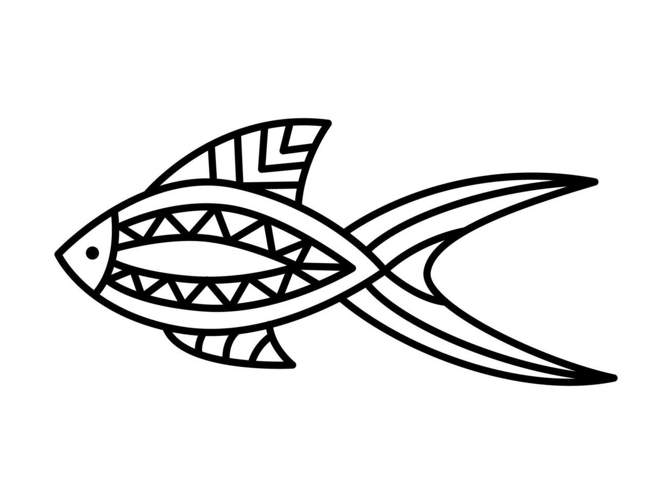 Hand drawn cartoon fish on white background simple illustration vector