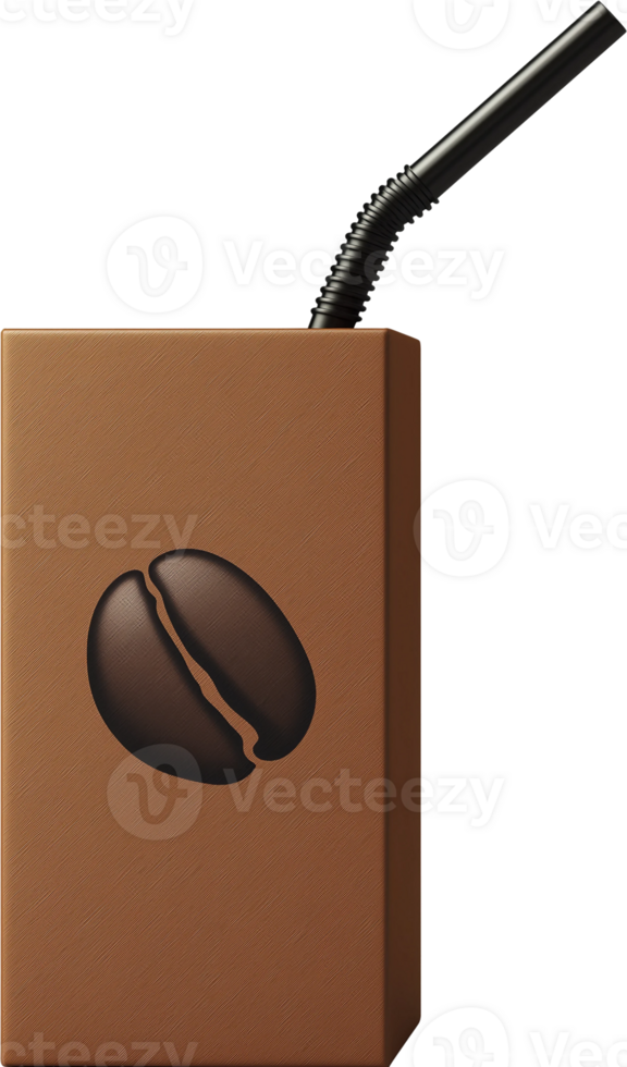 coffee beans in a brown paper cup with a straw on transparent background png