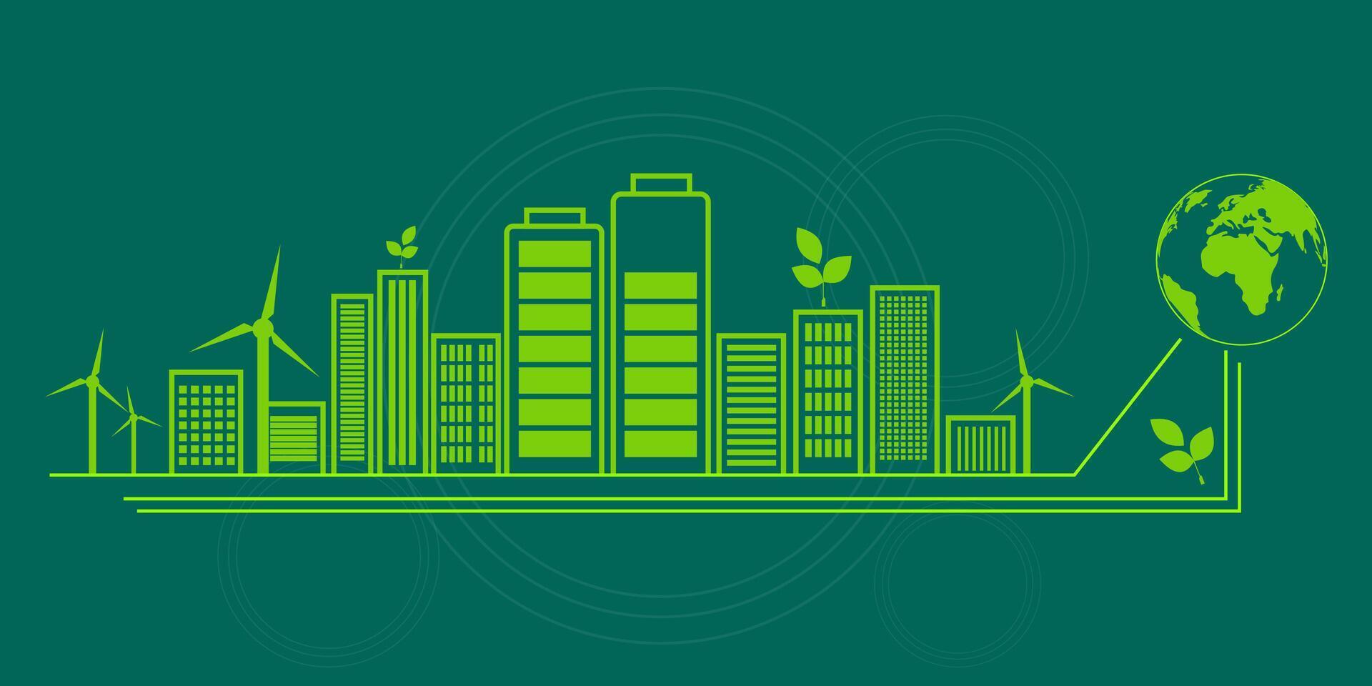 Save the world together green ecology illustration. vector