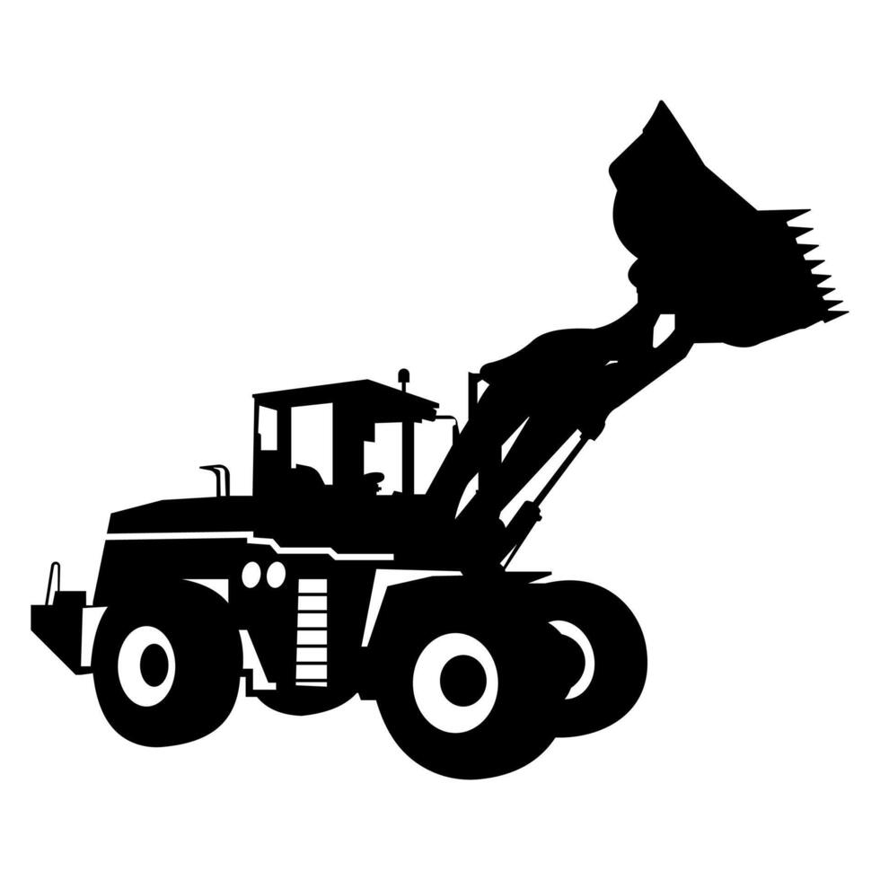Silhouette of Bulldozer Icon in Flat Style. Illustration vector