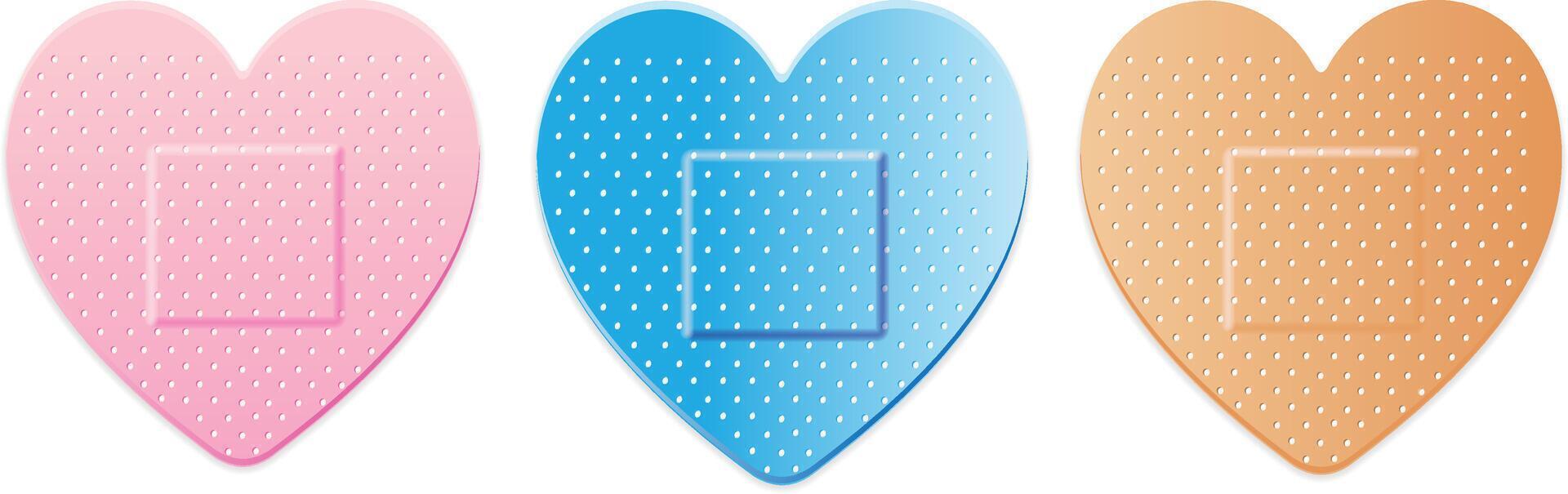 Love bandaids in three colours vector