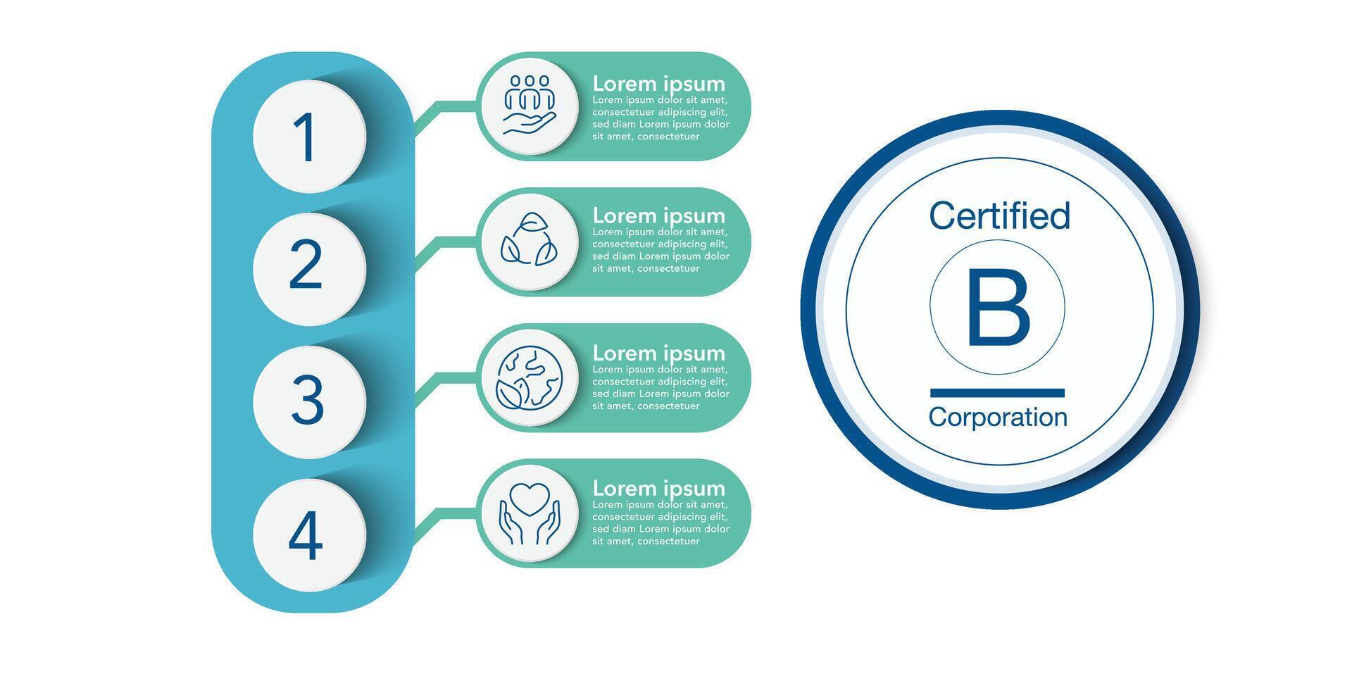 B Certified organisational chart, steps in business infographic vector