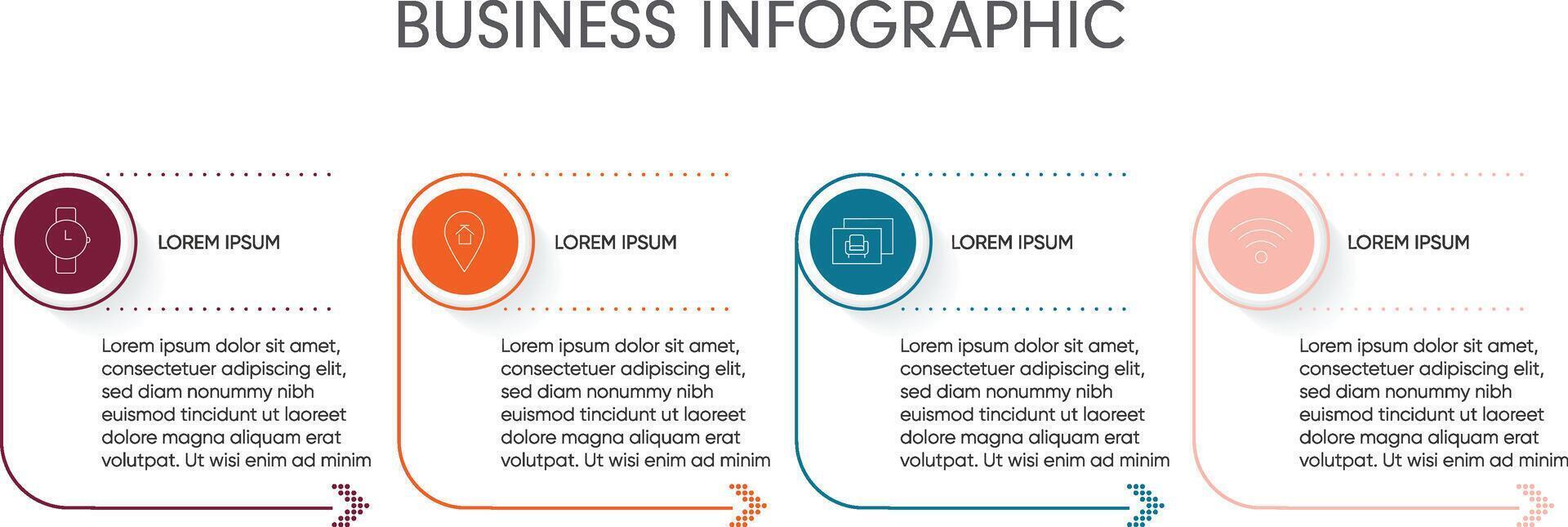Business infographic in four stages vector