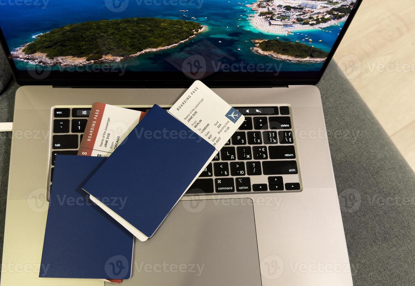 Passport, boarding pass, credit card and tourist map . Travelling, tourism concept. High quality photo