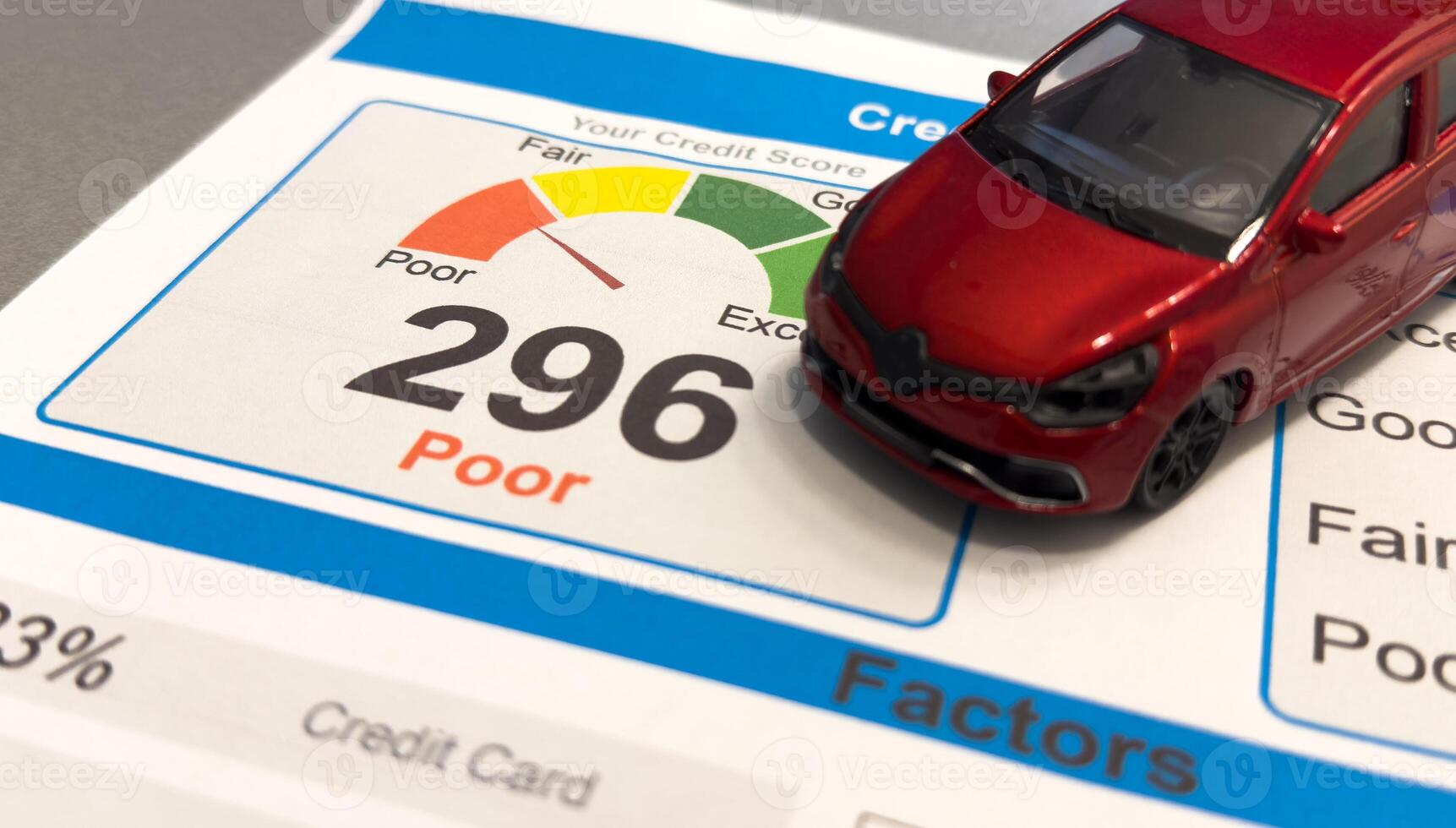 Credit score report with pen photo