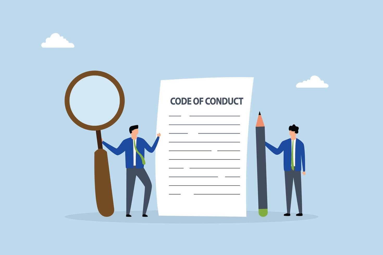 Code of conduct, businessman writing code of conduct document vector