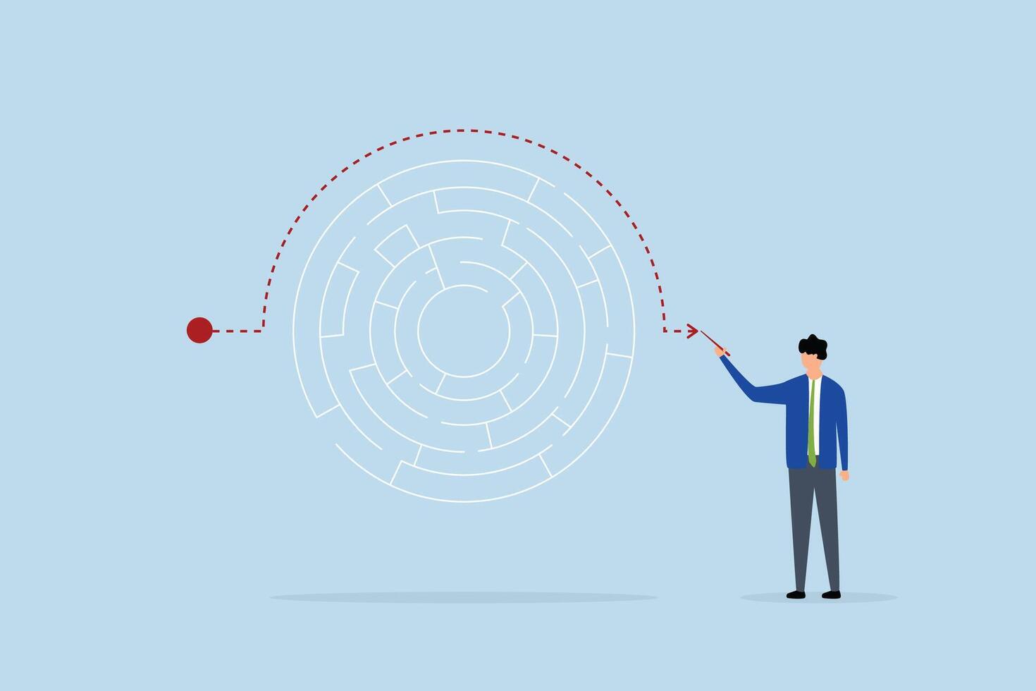 solution to bypass problem, entrepreneur mastermind create alternative path to navigate maze vector