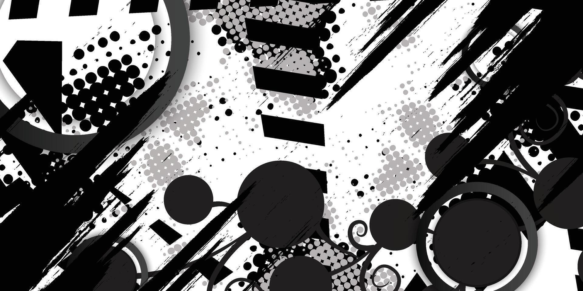 Abstract design of black and white livery and geometry pattern vector