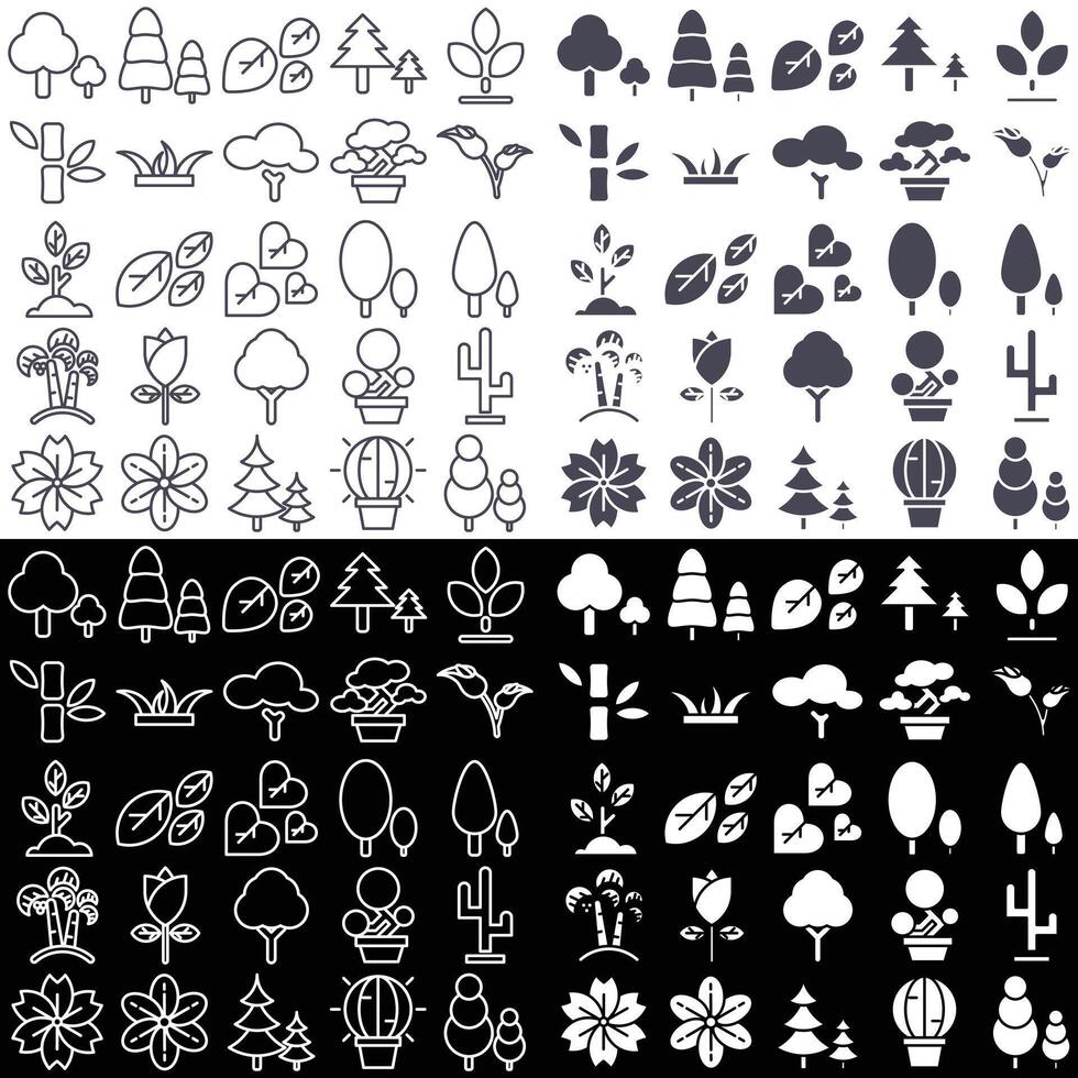 a set of icons for the design of the forest vector