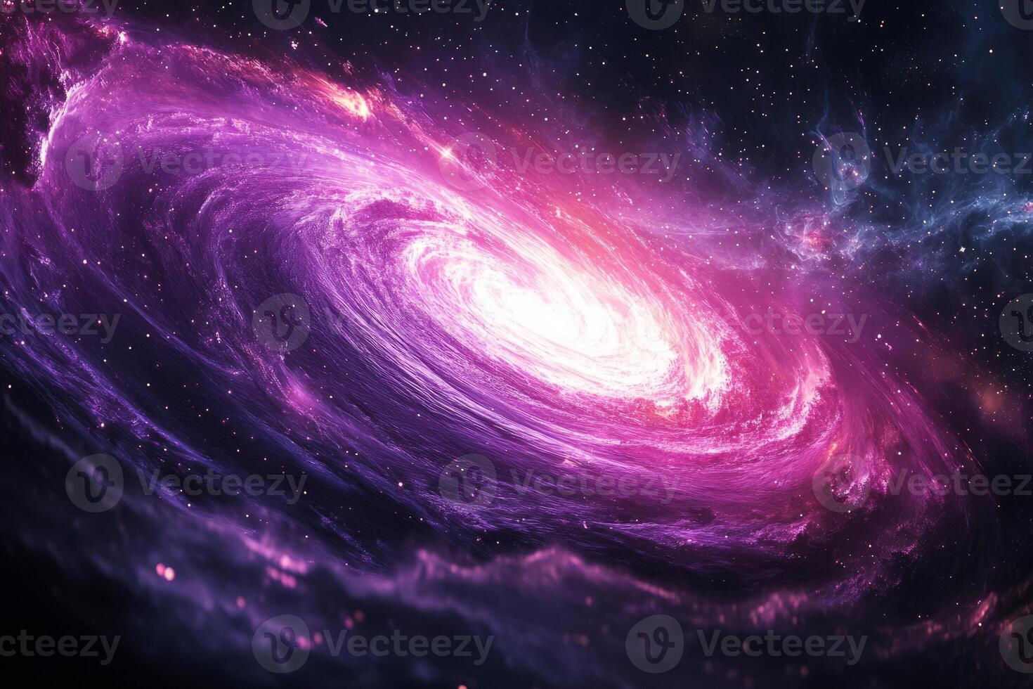 Spiral galaxy with glowing core and cosmic dust photo