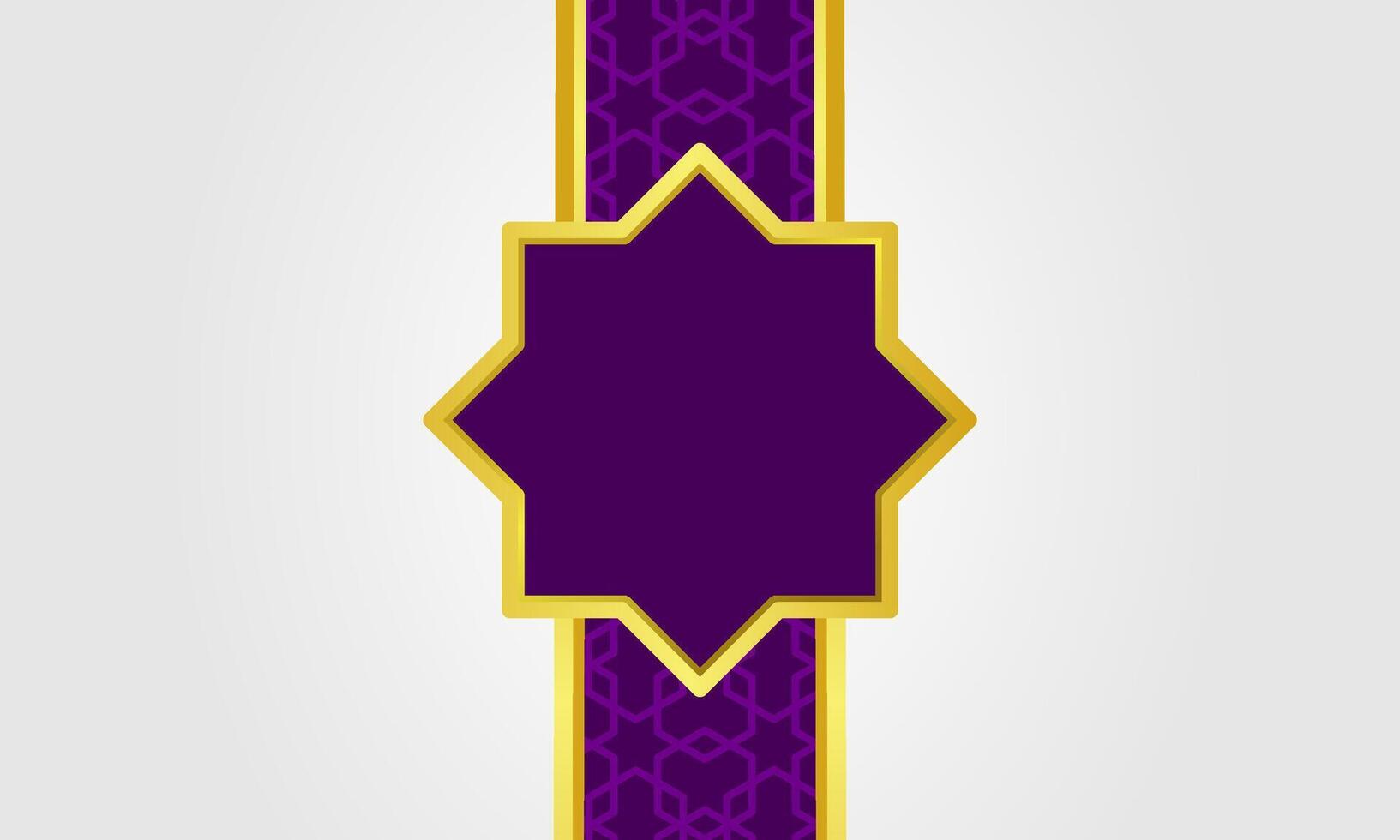 Vertical luxury Islamic background with bold purple and gold accents, ideal for Ramadan and Eid Fitr greetings. Intricate geometric details highlight its elegance. vector