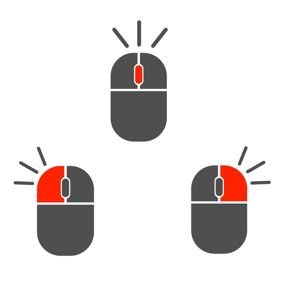 Left Right Middle Wheel Computer Mouse Button Pressed Double Click Computer - Icon Illustration vector