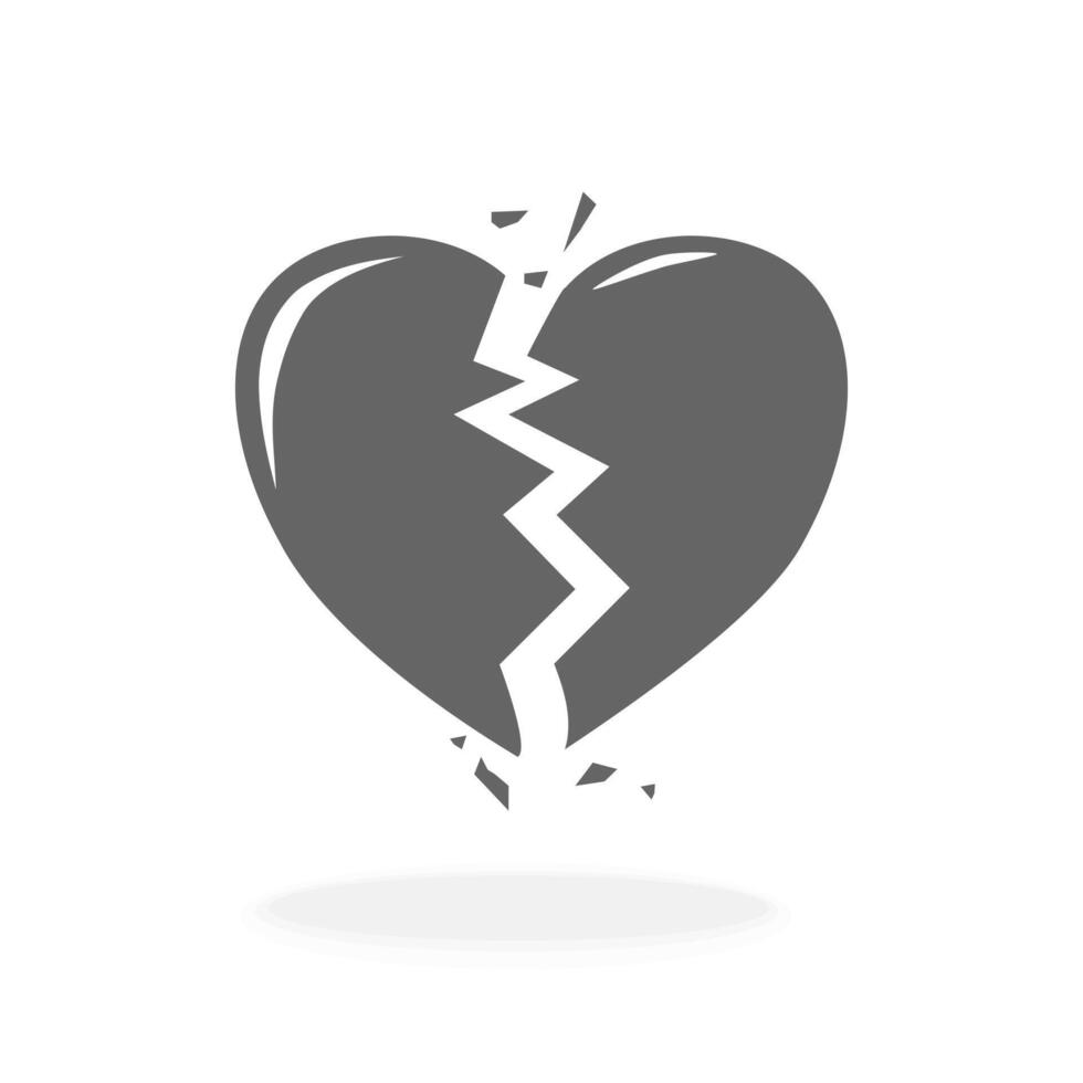 Heartbreak broken heart divorce flat icon for apps vector