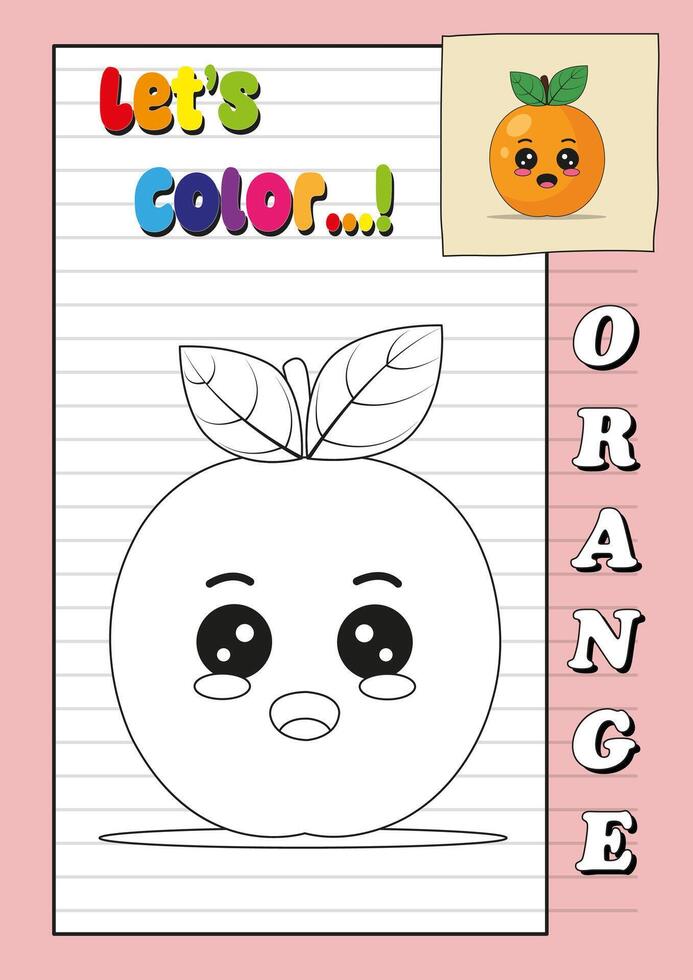 coloring pages with cute orange cartoon characters, suitable for training children to color vector