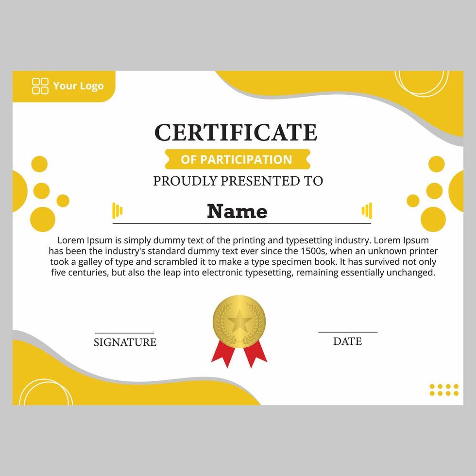 certificate template with cute and attractive frame for education vector