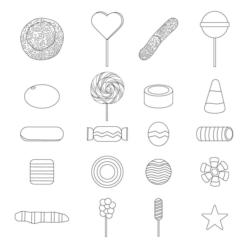 cute candy coloring pages types of candy hand drawn style vector