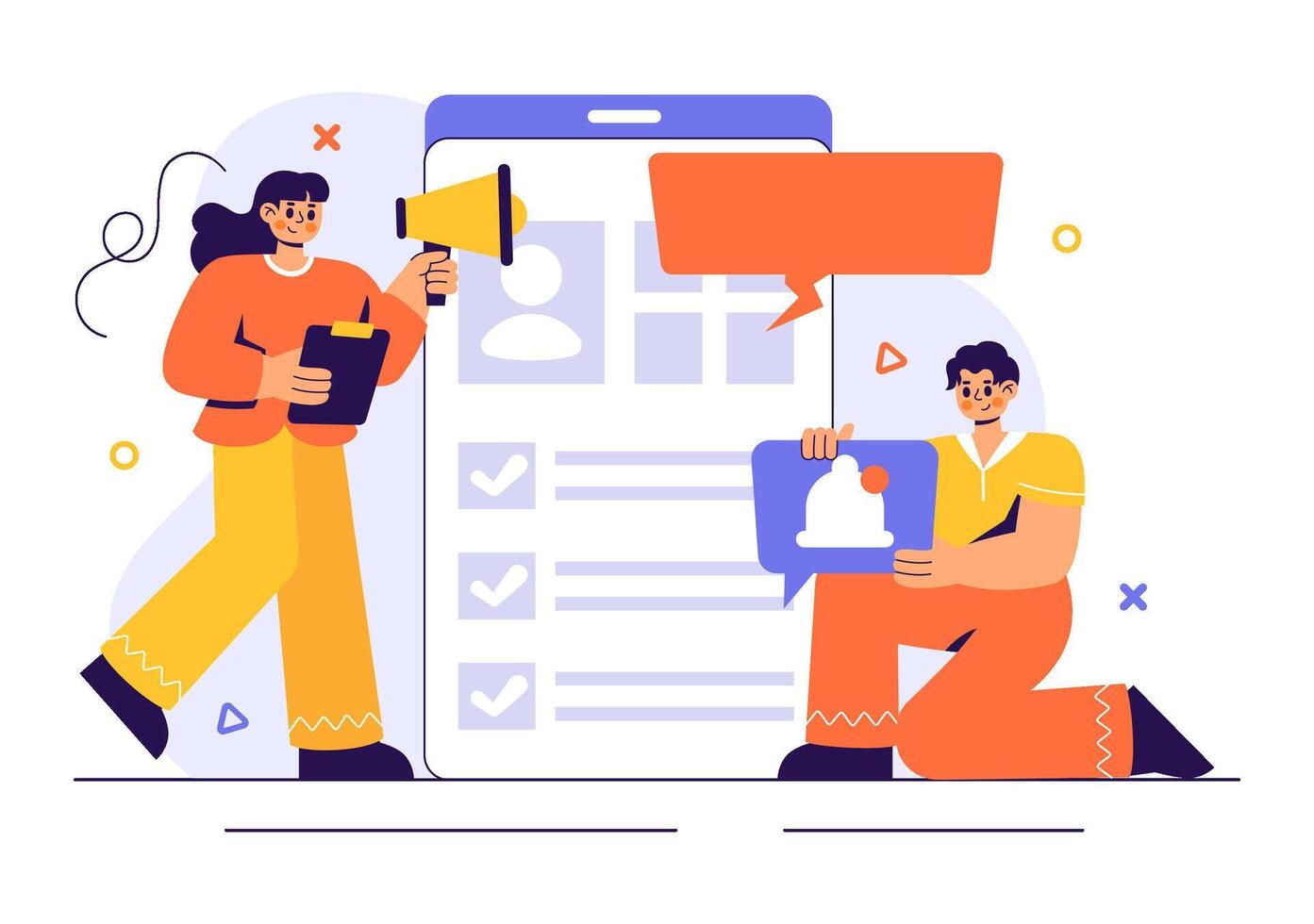 Job Application Process Illustration with Resume Screening and Hiring Manager vector