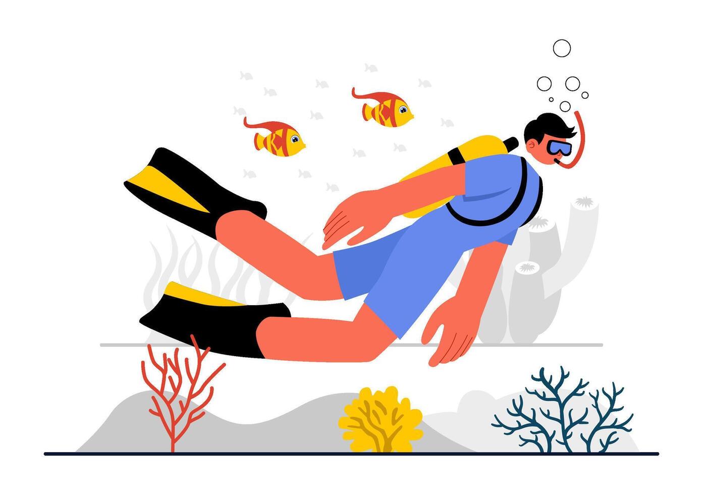 Ocean Diving Illustration with Snorkeling and Scuba Equipment for Marine Exploration vector