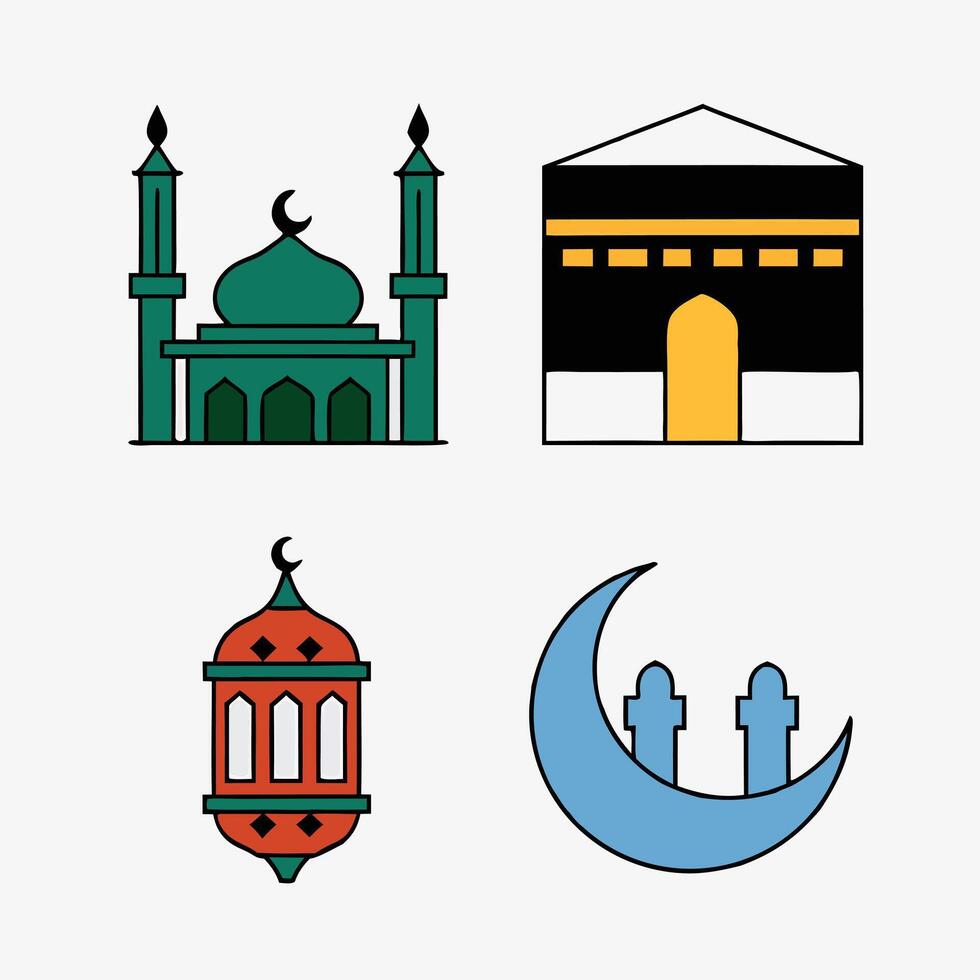 Four Colorful Islamic Symbols for Religious Design vector