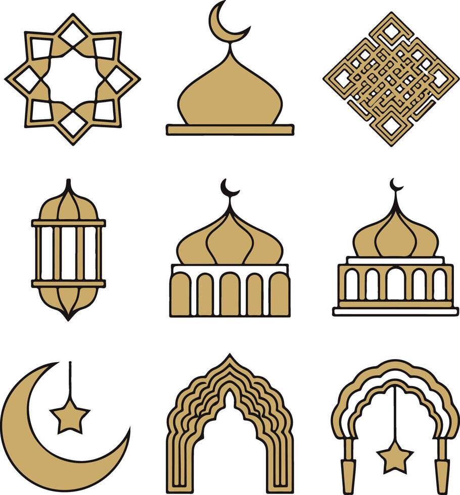 Islamic Symbols for Religious Design vector