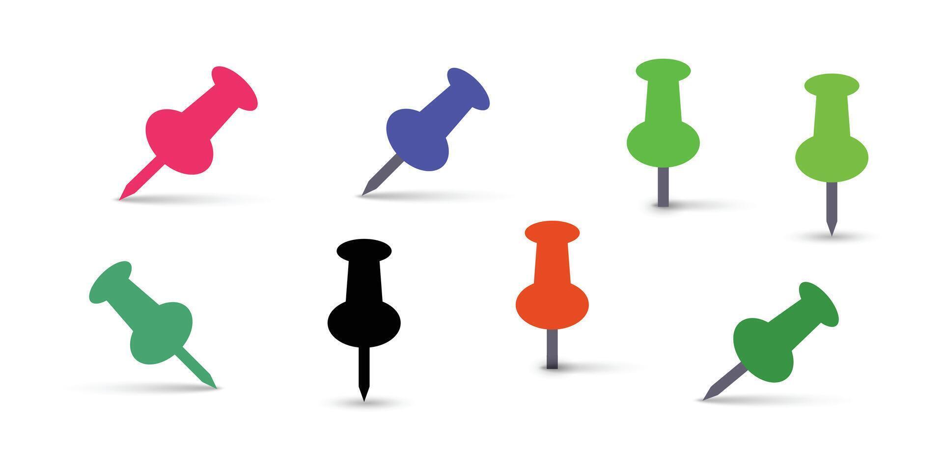 Several push pins illustration for uses office stationary. Colorful Push Pins. vector