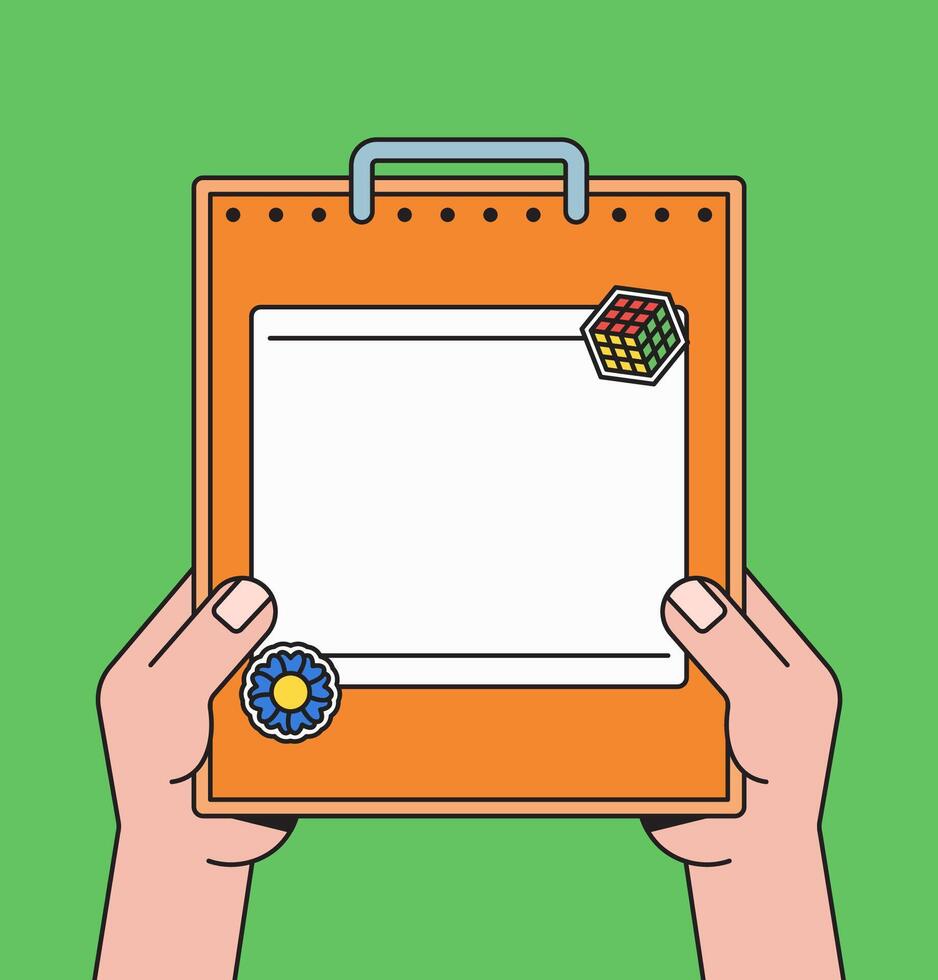 Hand holding clipboard with blank page vector