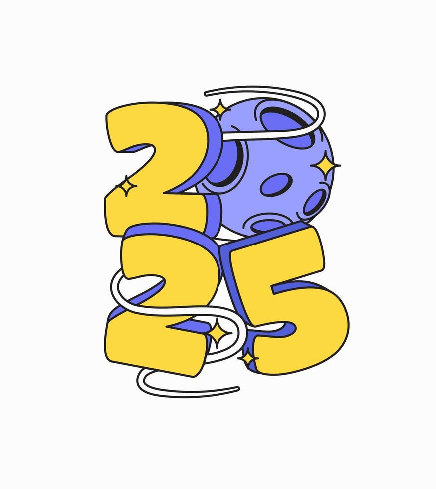 2025 years with planet and cosmic illustration vector