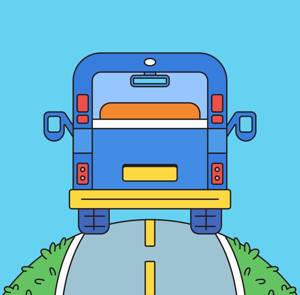 Delivery truck on the road illustration hand drawn vector