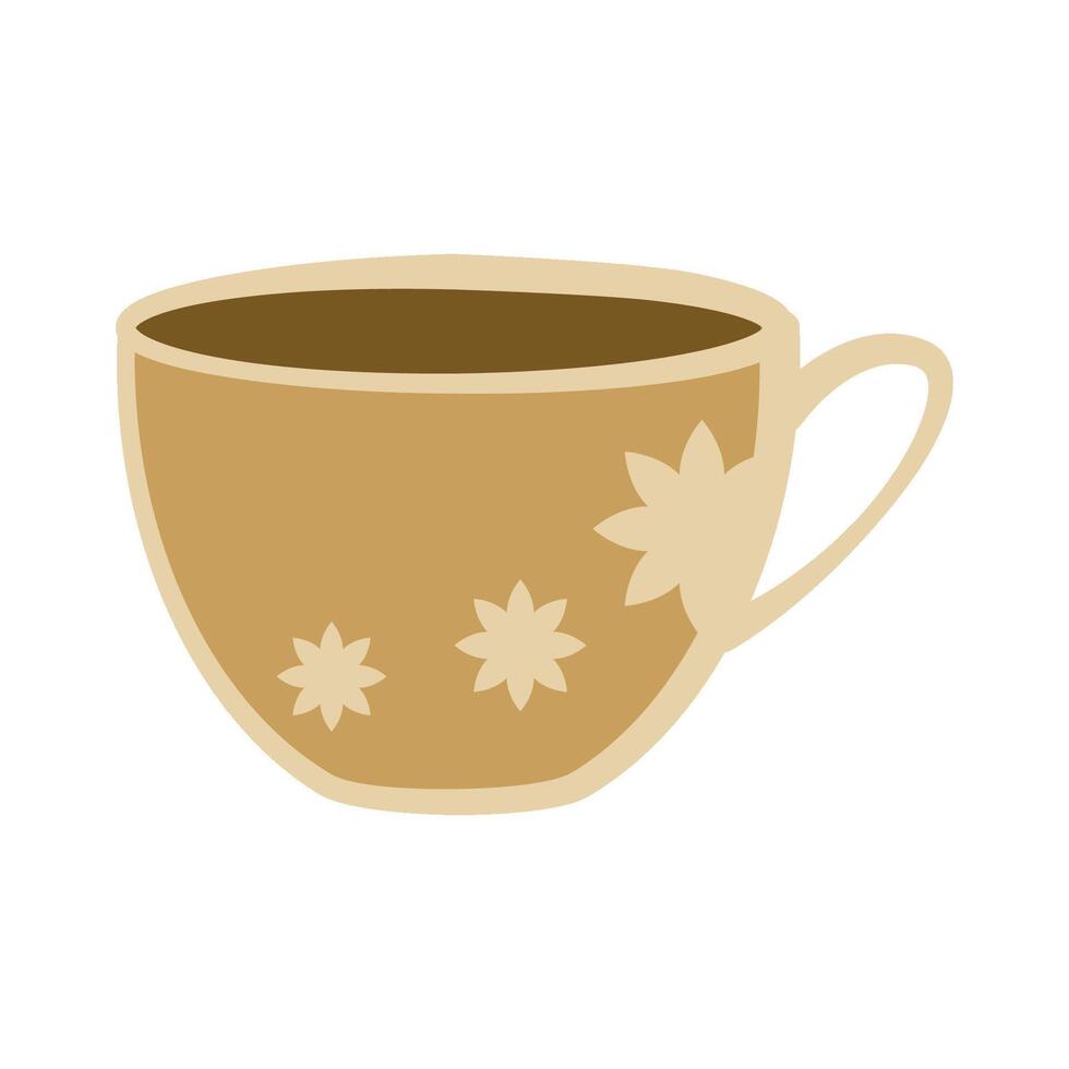 Aesthetic coffee mug with flower vector