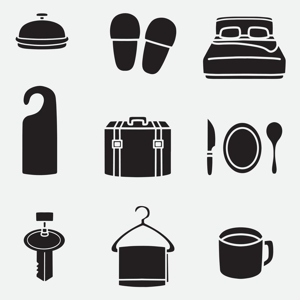 set of hotel good for icon, element design, silhouette design, etc vector