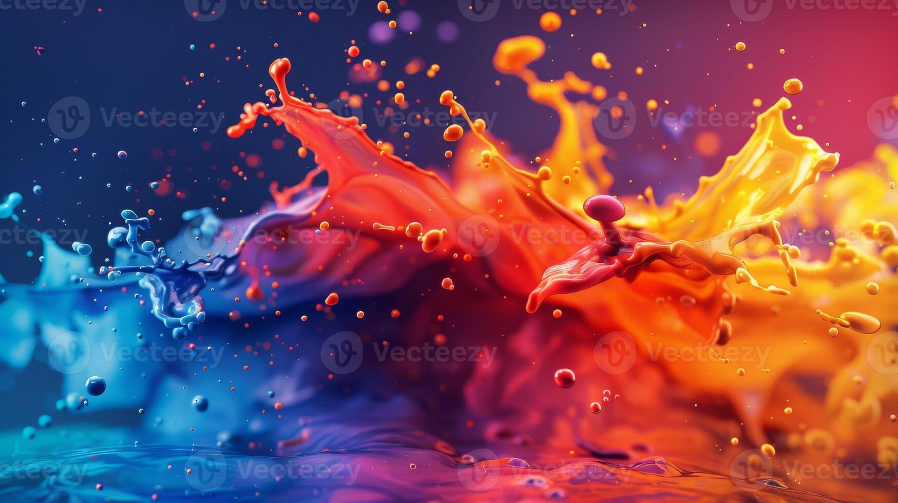 Colorful paint splashes on a dark background photo