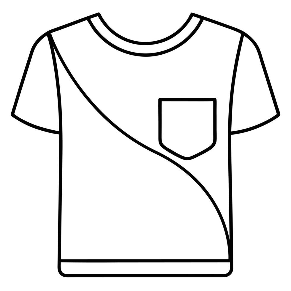 Casual TShirt Line Art Illustration with Pocket Detail vector