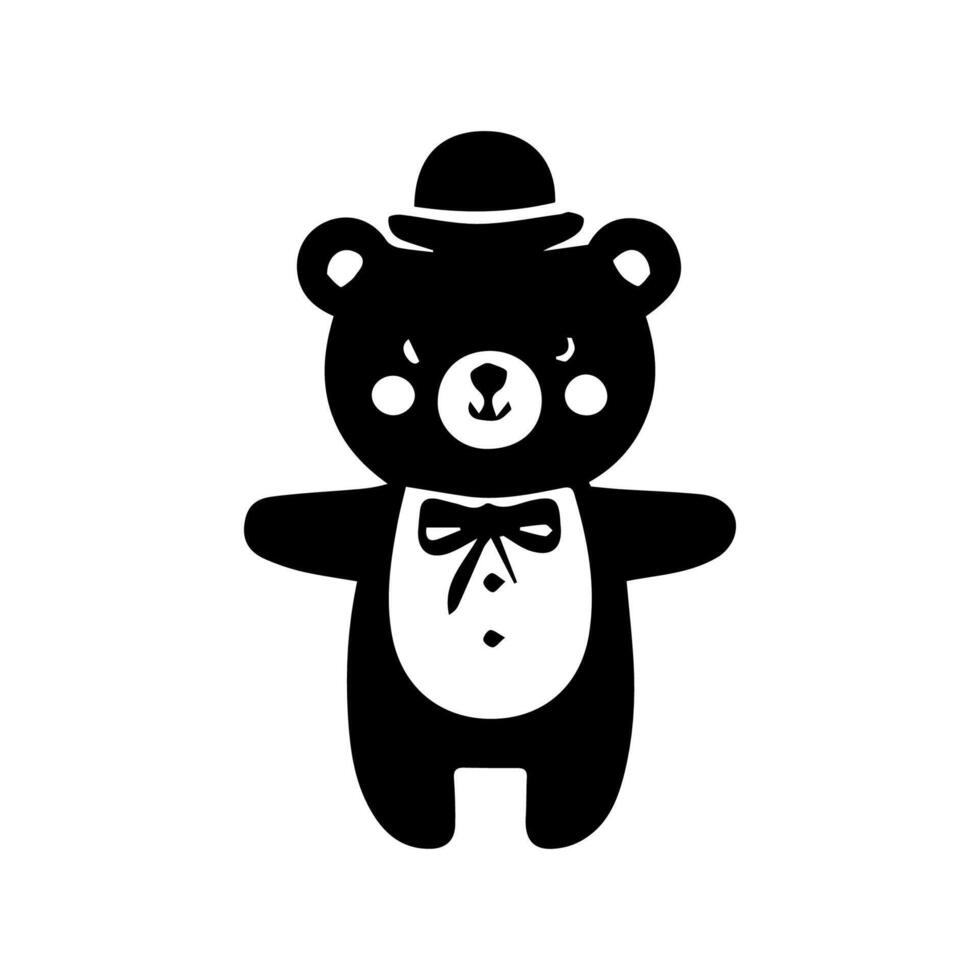 A black and white bear with a bow tie and top hat vector