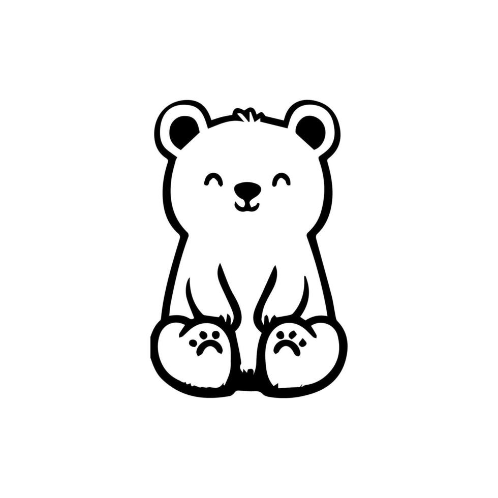 A black and white bear sitting on the ground vector