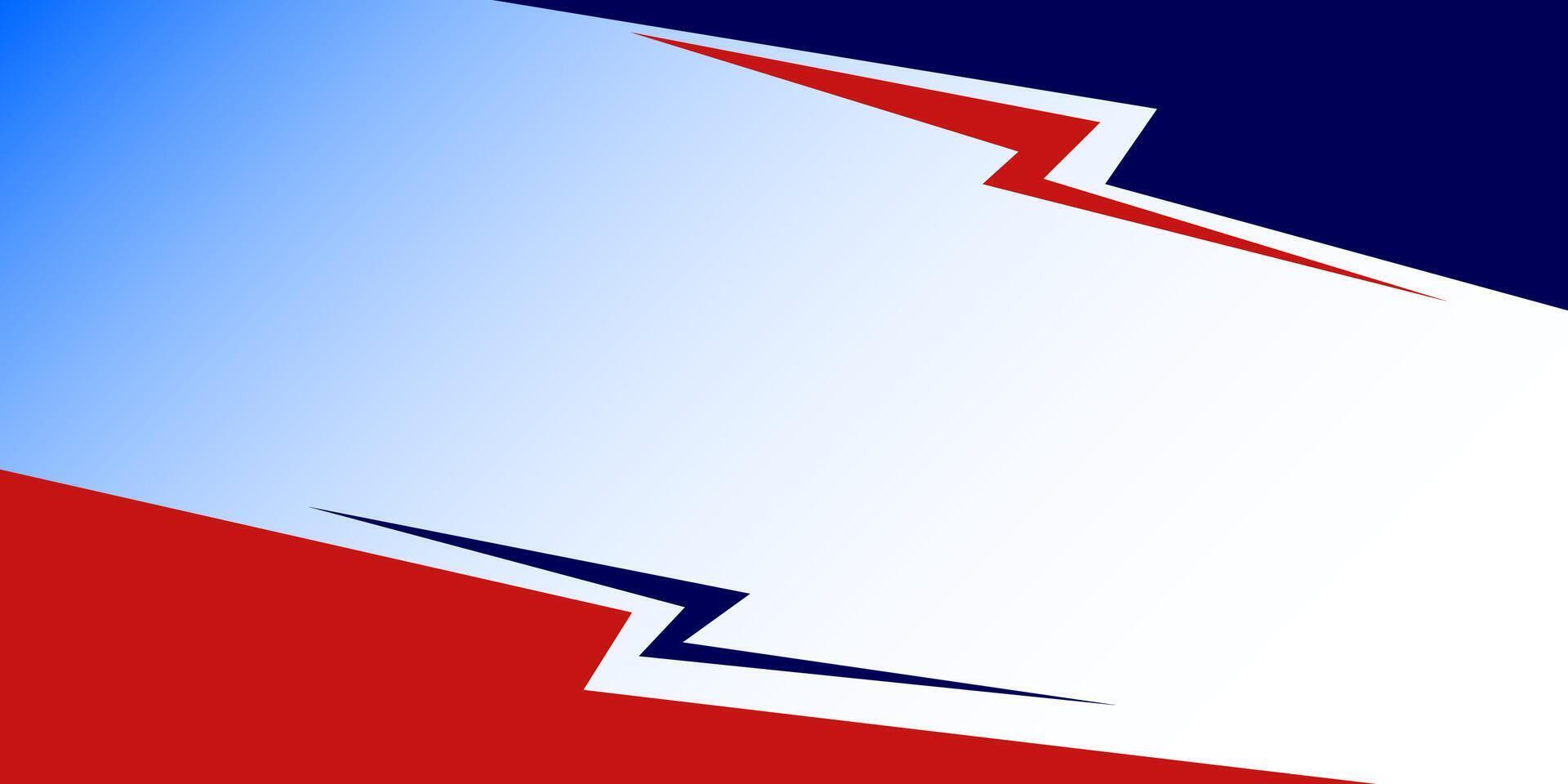 A red, white and blue background with a lightning bolt vector