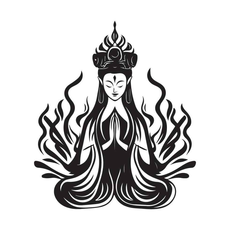 Guan Yin Kwan Im image Illustration on white background. vector