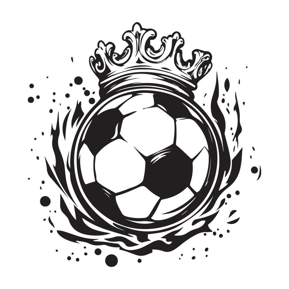 Black and white Soccer Ball with a Crown Representing a Football Championship Competition logo design vector