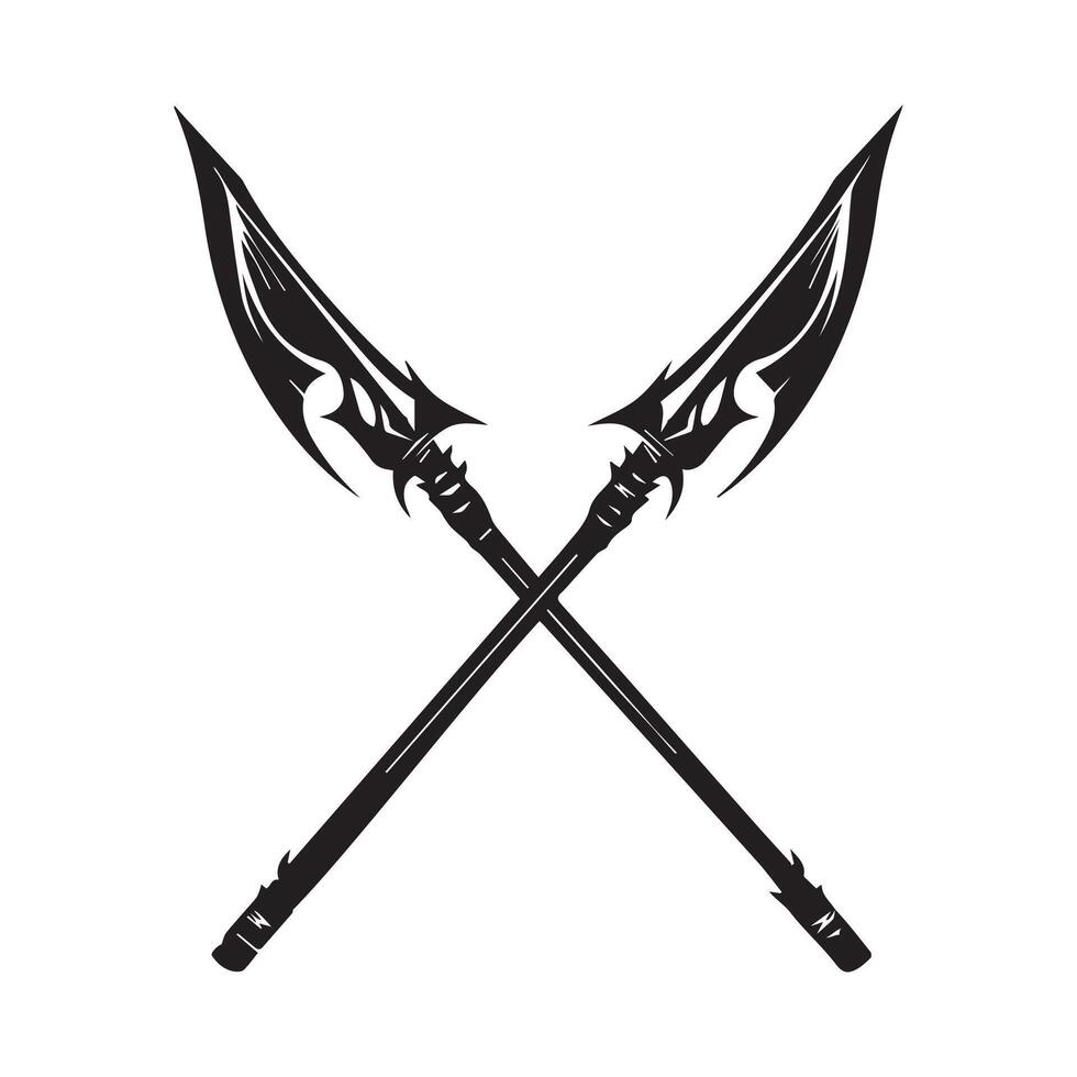 Two crossed halberds image. Battle Halberd Crossed Design Images vector