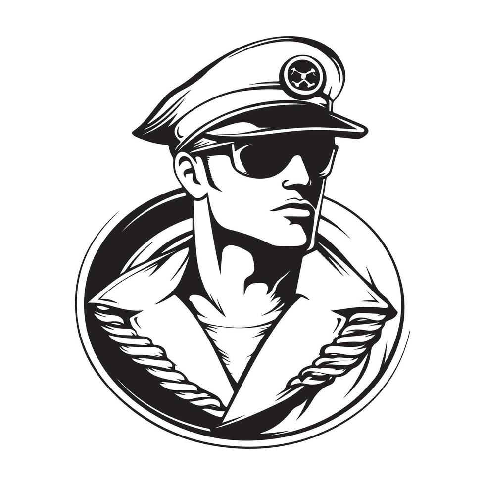 Simple Sailor captain of the ship logo image isolated on white background. vector