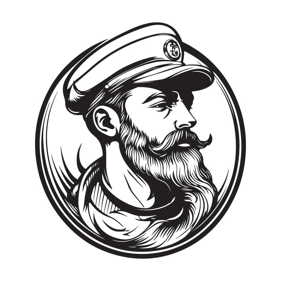 Sea captain of the ship logo image isolated on white background. vector