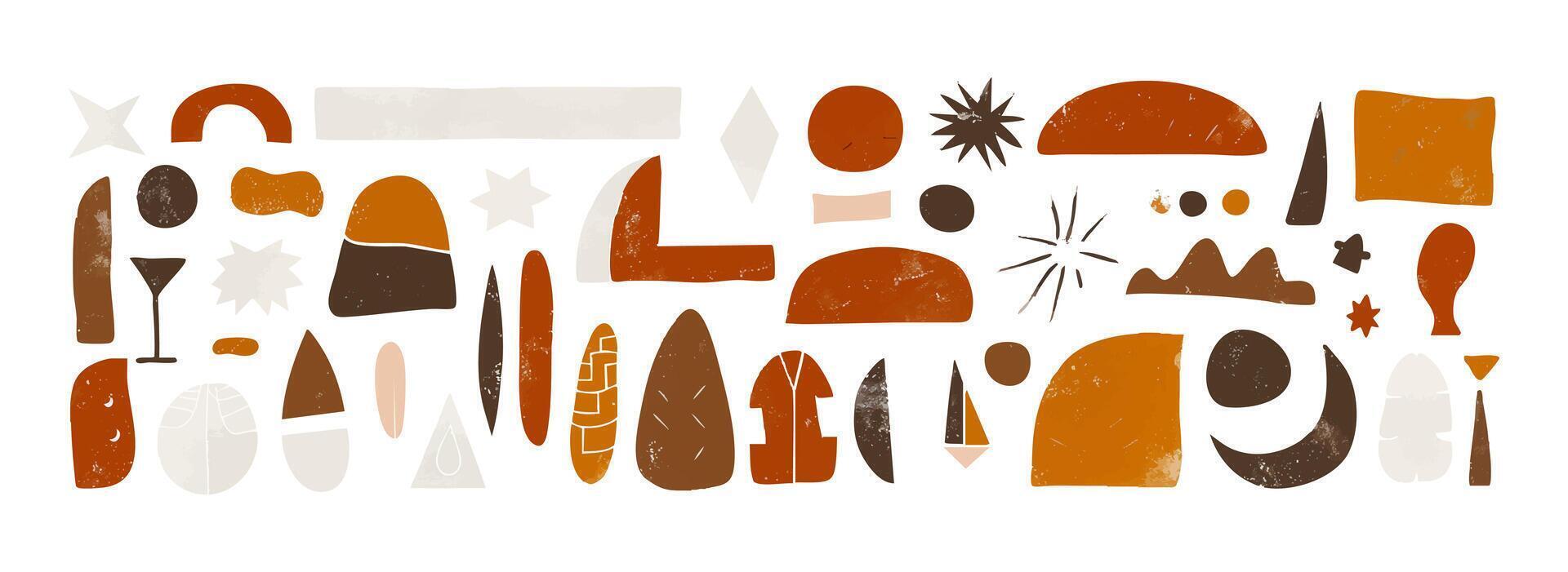 Organic shape, abstract doodle art, hand-drawn retro design element vector