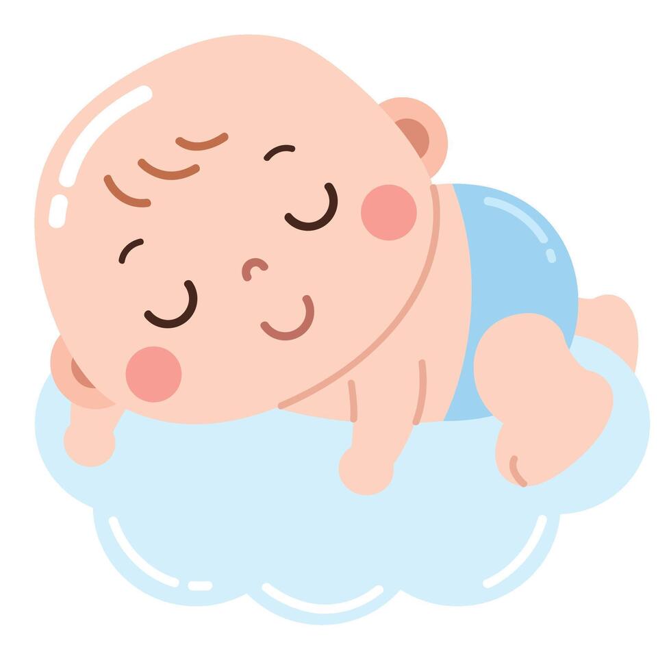 Sleeping Baby on a Cloud Illustration vector