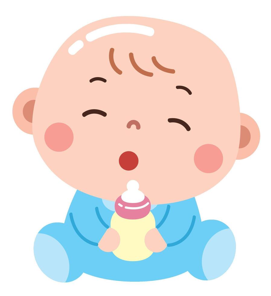 Baby Drinking Milk from Bottle Illustration vector