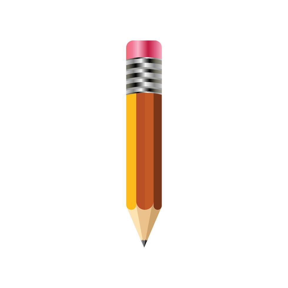 Yellow Color Pencil Design with eraser vector
