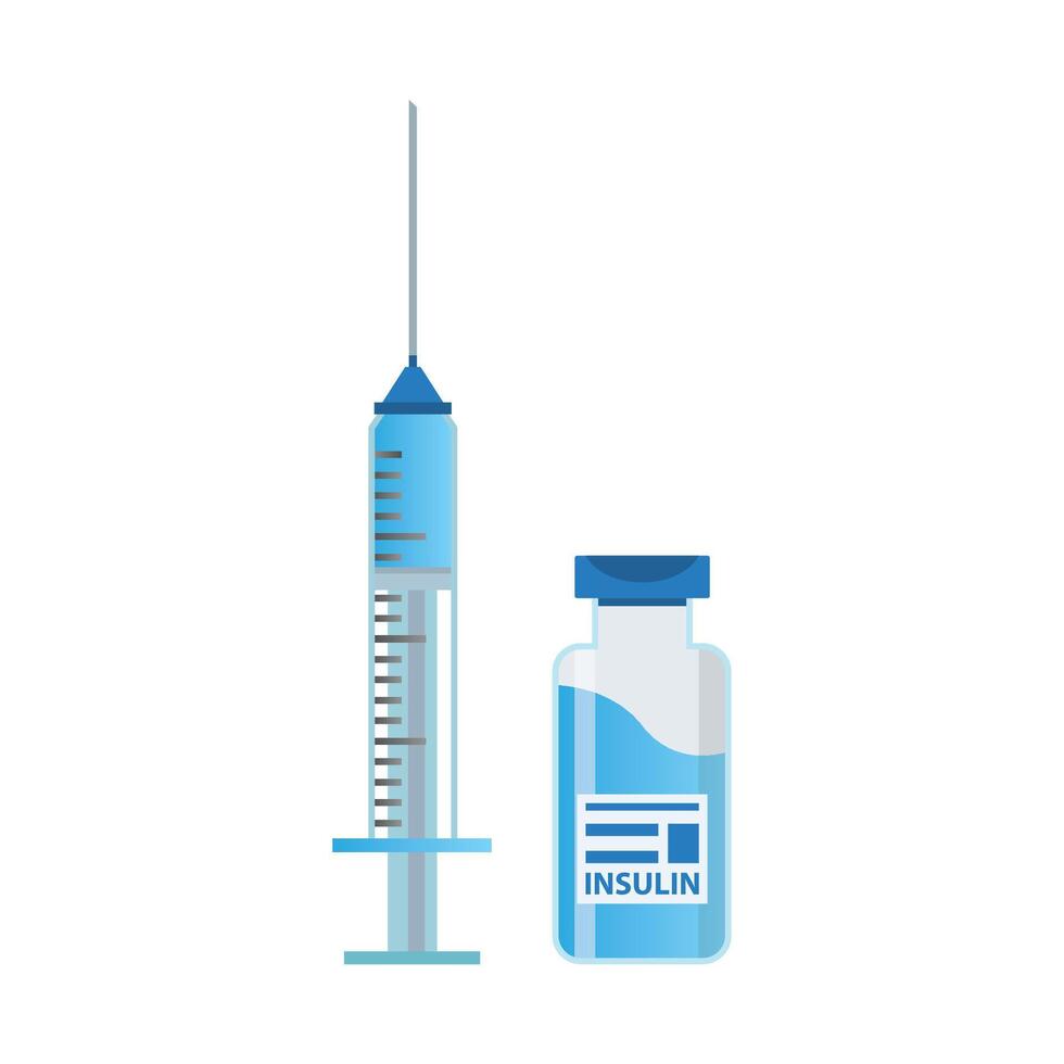Injection and insulin bottle medical use design vector